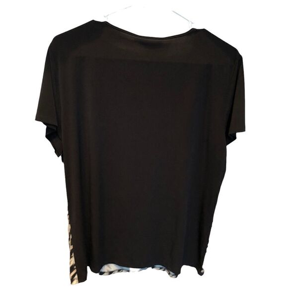 Calvin Klein Short Sleeve Blouse black/tan/white Large New with tag - Picture 3 of 9